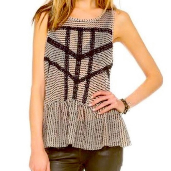 Free People Black and White Sleeveless Top - Picture 2 of 9